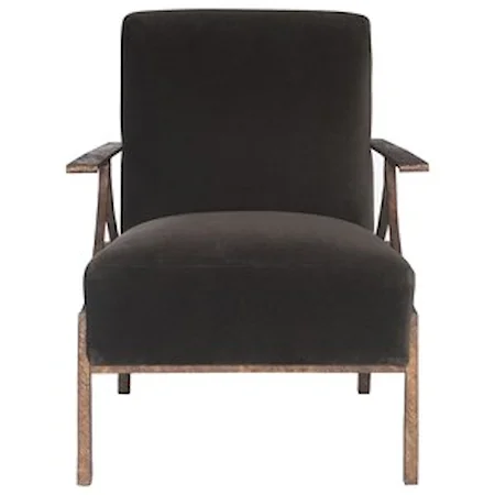 Transitional Upholstered Metal Chair with Bronze Frame